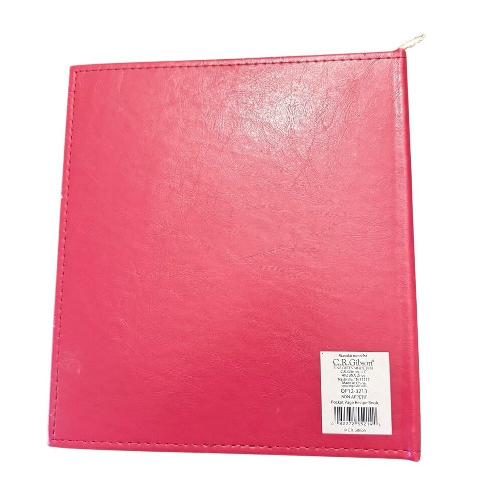 C.R. Gibson Red Recipe Card Binder Book with 20 Slots For Recipe Card - Picture 2 of 6